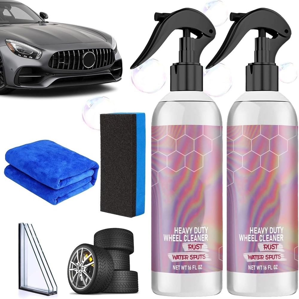 KOSIMI 2 Pack Glass Cleaner, New Water Spot Remover, Wheel & Tire Cleaner Multi